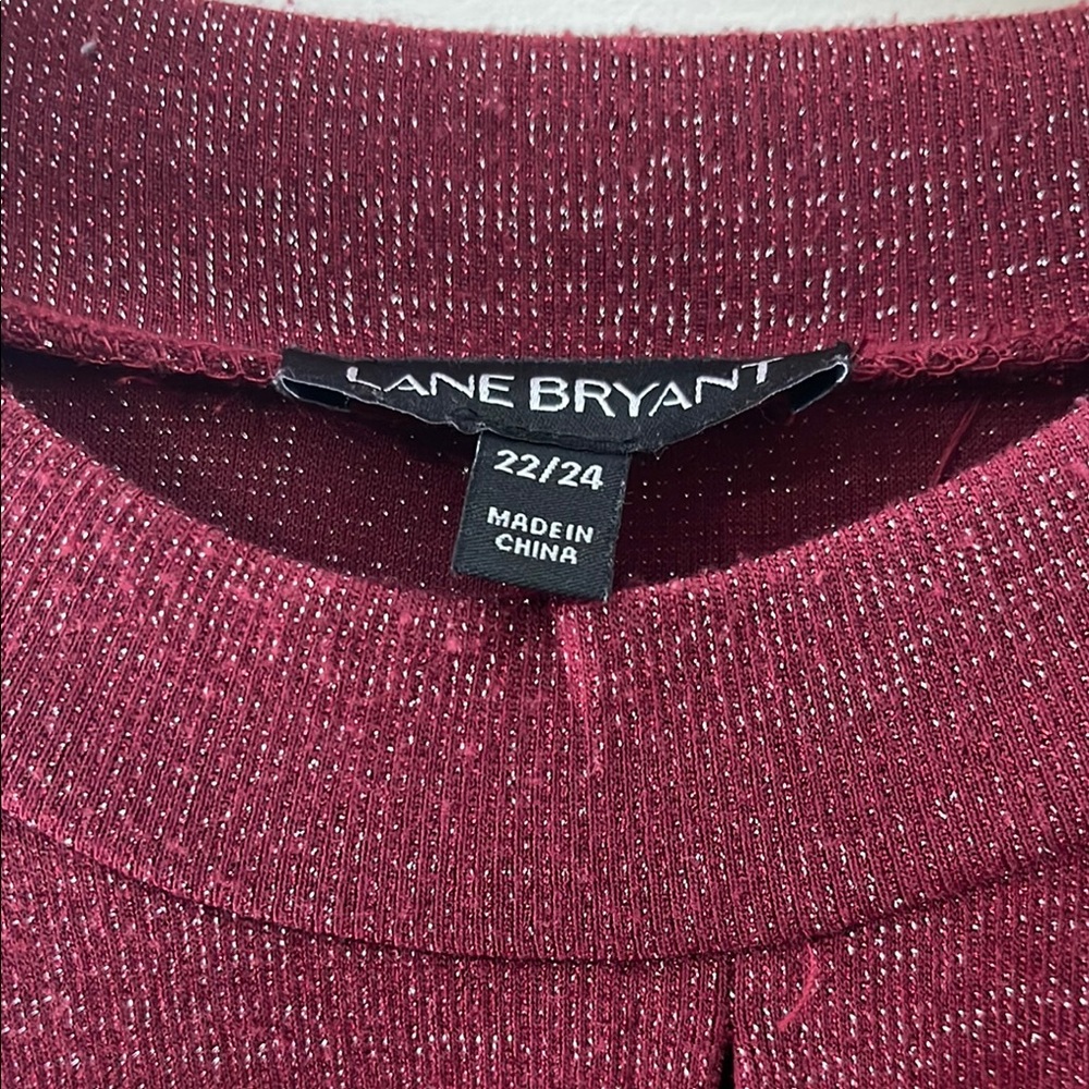 Lane Bryant Red Long Sleeve Tunic with Mandarin Collar - Picture 11 of 15